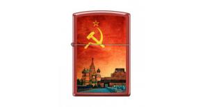 Зажигалка ZIPPO Красная Москва, с покрытием Red Matte, латунь/сталь, красная, матовая, 36x12x56 мм